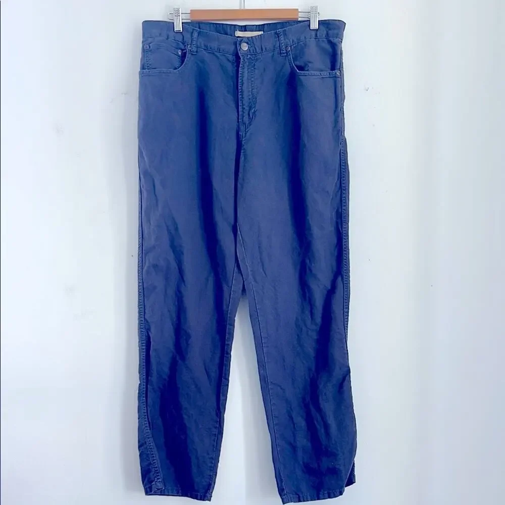 L. L. Bean 1912 cotton linen blend flat front twill chino straight leg pants